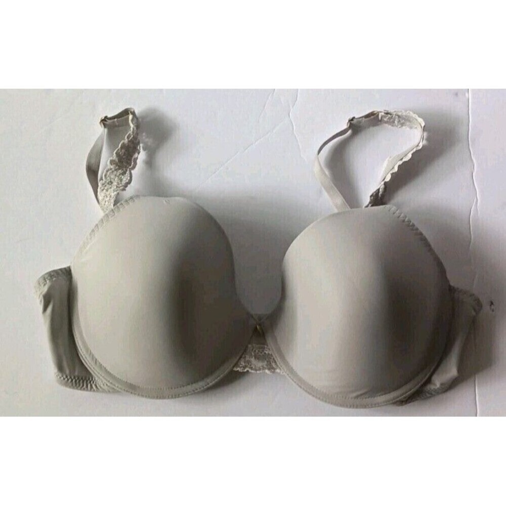 NATORI Lightly Lined Bra Size 34DD Gray Lace Underwire Full Coverage 736037